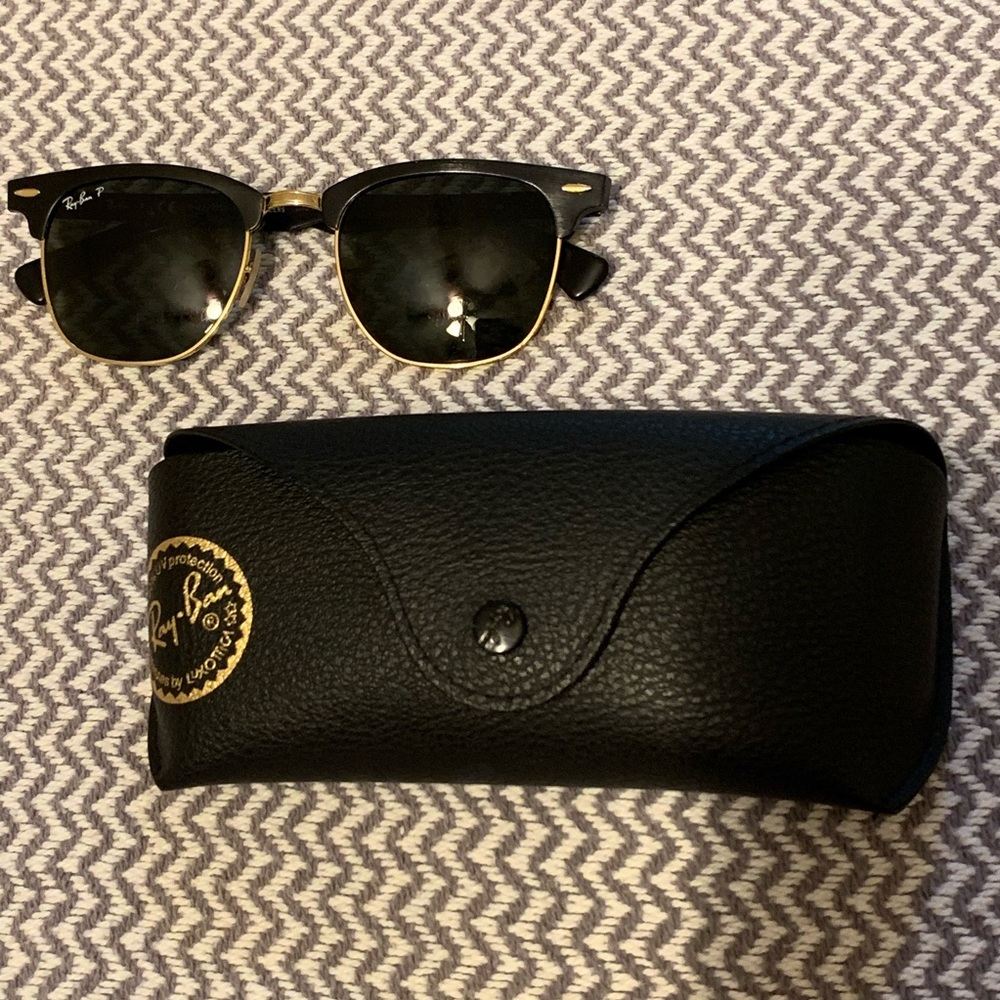 100% RAY-BAN POLARIZED CLUB-MASTER SUNGLASSES 🕶